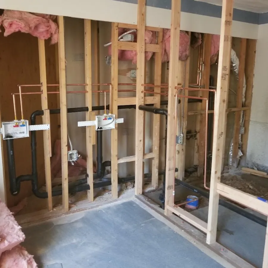 Copper pipe rough-in and plumbing installation in Addison